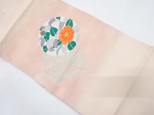 丸に椿模様織り出し 名古屋帯